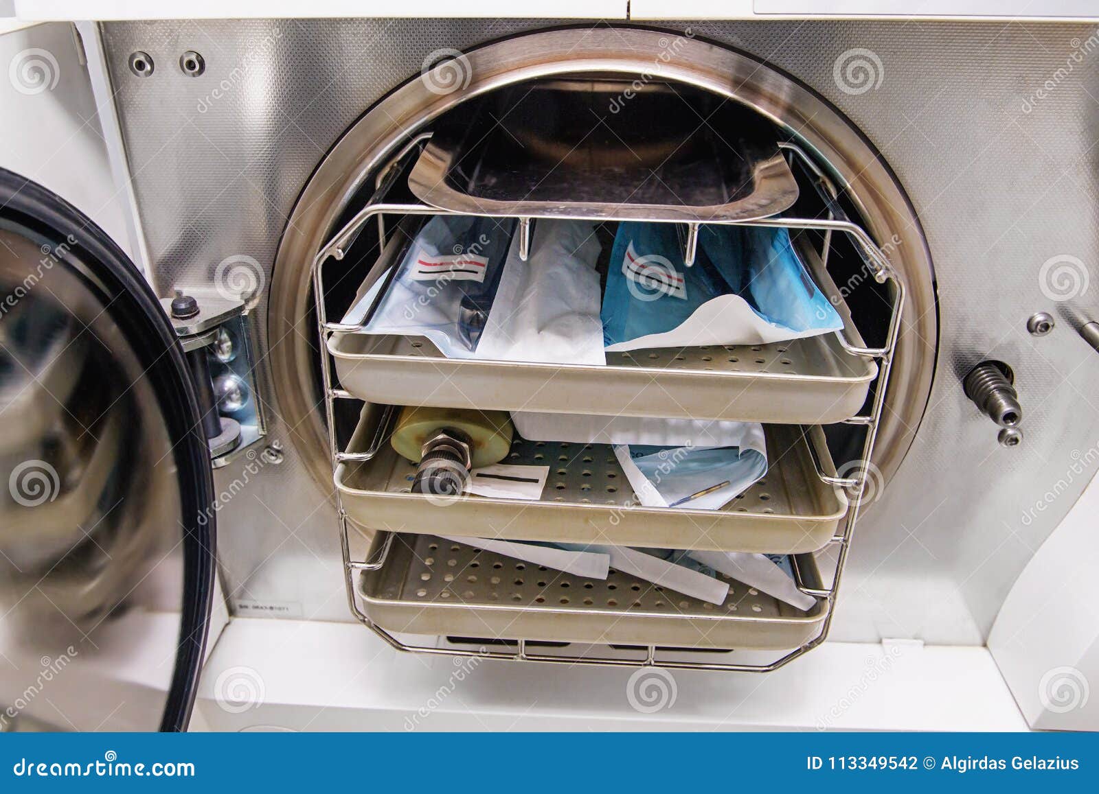 dental autoclave with dentistÃ¢â¬â¢s tools in a clinic